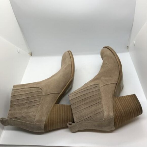 Dolce Vita Womens Size 11 Suede Pull On Ankle Boots Taupe/Tan/Khaki Stacked Heel - Picture 8 of 12